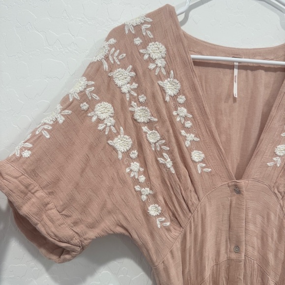 Free People Love to Love You Midi Dress Womens Small Pink Embroidered Bohemian - Picture 7 of 9